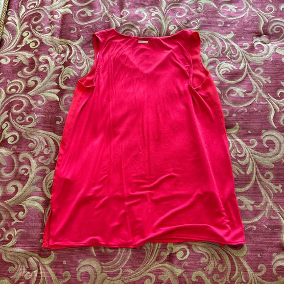 Michael Kors Red Tiered Layered Tunic Blouse V-Neck Tank Sleeveless Cami Size M - Picture 4 of 4